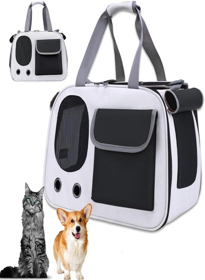 SisliyaPortable Cat Carrier Soft Sided Cat Carrier for Medium Cats and Puppy Pet Carrier with Locking Safety Zippers,Airline Approved Travel Dog Carrier(White) - Image 1